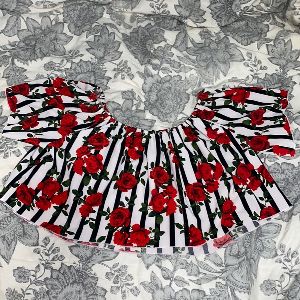 Striped Rose Crop Top.